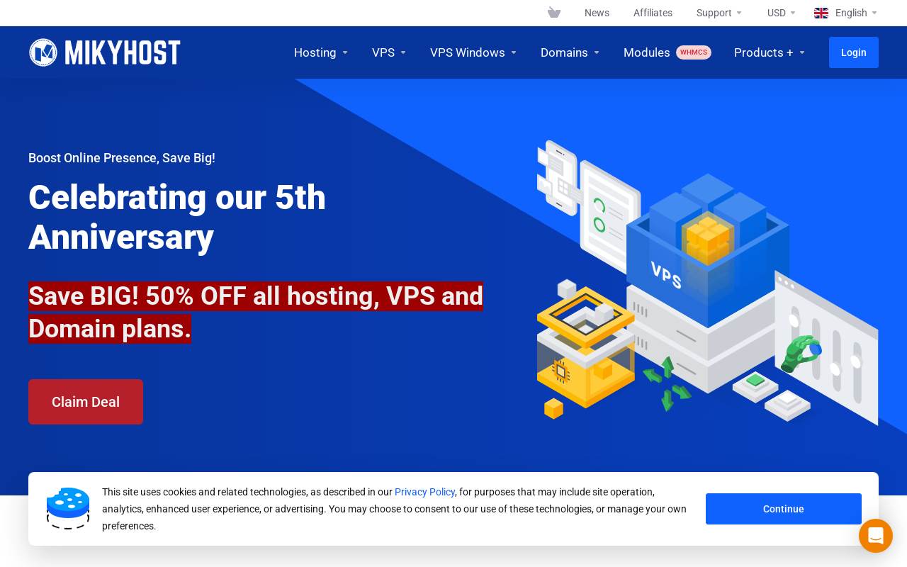 MikyHost 官网截图